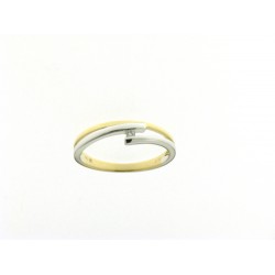 18kt Bicolor gouden ring met briljant 0.02ct - 604882