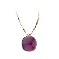 BIGLI Mini Sweety - 18kt rose gouden halsketting met amethist, robijn, parelmoer 6ct en diamant 0.01ct - 610582