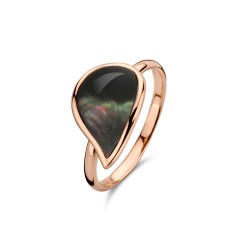 BIGLI Mini Leaves - 18kt rose gouden ring met bergkristal en parelmoer - 609848