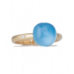 BIGLI Mini Sweety - 18kt rose gouden ring met blauwe kwarts+ witte parelmoer 6ct en diamant 0.02ct - 609765