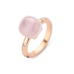 BIGLI Mini Sweety - 18kt rose gouden ring met robijn roze kwarts + parelmoer 6ct en diamant 0.02ct - 609769