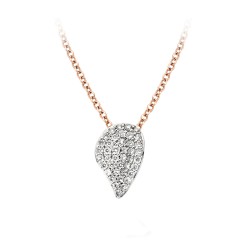 BIGLI Mini Leaves - 18kt rose gouden halsketting met diamanten hanger 0.22ct - 609835