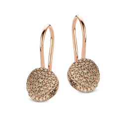 BIGLI Mini Leaves - 18kt rose gouden oorringen met bruine diamant 0.77ct - 609851
