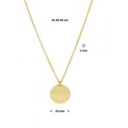 14kt gouden ketting met rond graveerplaatje - 605266