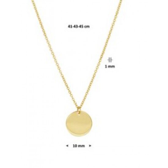 14kt gouden ketting met rond graveerplaatje - 605266