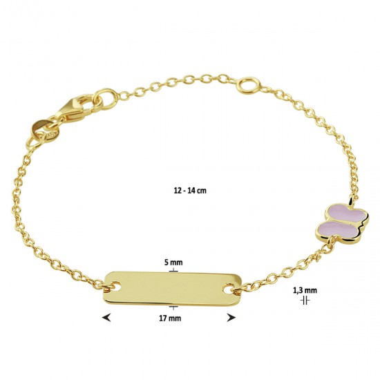 14kt geelgouden armband met graveerplaat - 611459