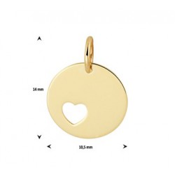 14kt Geelgouden graveerplaat hanger - rondje met hartje - 609079