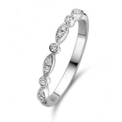 DUO 18kt wit gouden trouwring met briljant 0.11ct - 607632