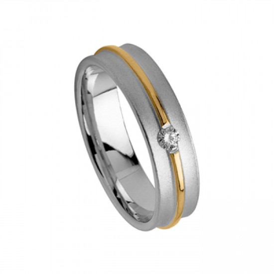 TESSINA 18KT BICOLORE GOUDEN TROUWRING MET BRILJANT - 26158