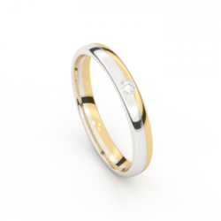 Tessina 18kt bicolore gouden trouwring met briljant 0.02ct - 26741