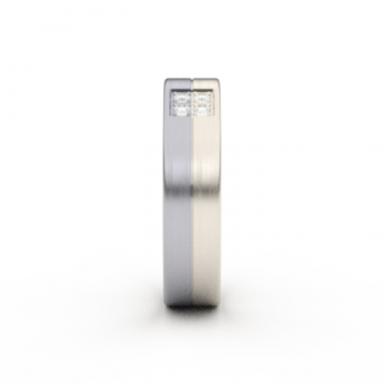 Tessina palladium + wit gouden trouwring met diamant 0.06ct - 27237