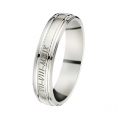 18kt witgouden trouwring met buitengravure - 27859