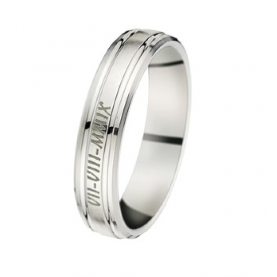 18kt witgouden trouwring met buitengravure - 27859