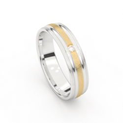 Tessina 18kt bicolore trouwring met diamantje - 31327