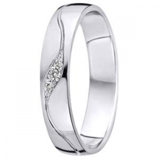 Tessina palladium trouwring met diamant 0.02ct - 33720