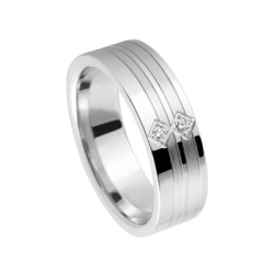 TESSINA 18kt witgouden trouwring met 2 briljanten 0.03ct - 7867