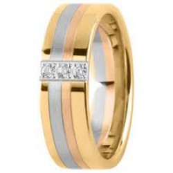 Tessina 18kt tricolore gouden trouwring met diamant - 7876