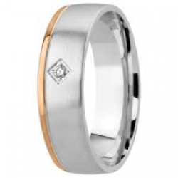 Tessina bicolore trouwring met briljant 0.0165ct - 7897