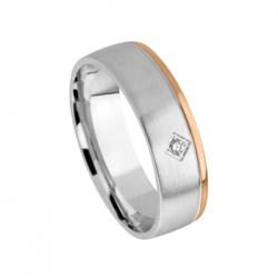 Tessina bicolore trouwring met briljant 0.0165ct - 7897