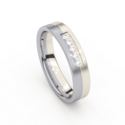 Tessina 18kt witgoud + palladium trouwring met diamant 0.08ct - 8898