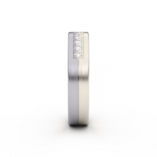 Tessina 18kt witgoud + palladium trouwring met diamant 0.08ct - 8898