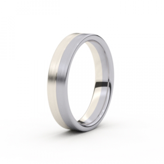 Tessina 18kt witgoud + palladium trouwring met diamant 0.08ct - 8898