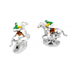 Manchetknopen zilveren Jockey + paard - 13870