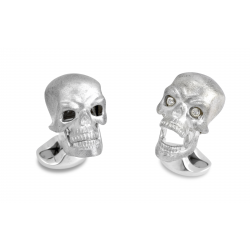 Manchetknopen zilveren doodshoofd met diamanten ogen - 13879