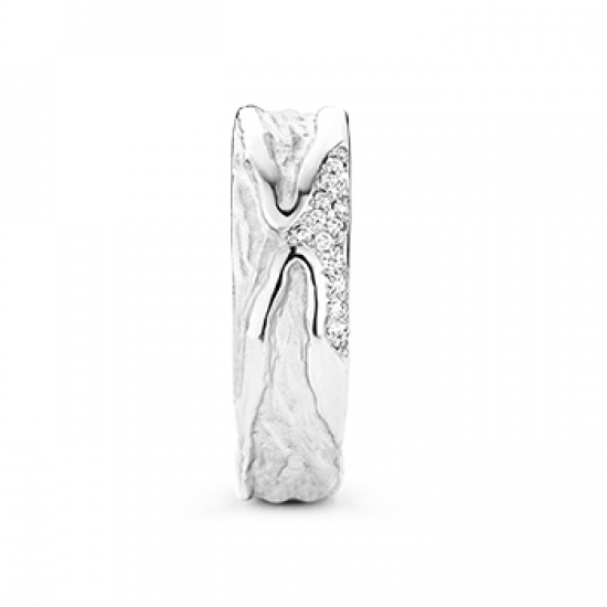 F'OrU 18kt witgouden trouwring met diamant 0.07ct - 14749