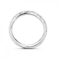F'OrU 18kt witgouden trouwring met diamant 0.06ct - 15216