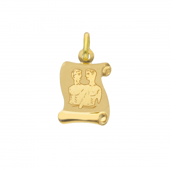 18kt geelgouden horoscoop hanger - tweeling - 17944
