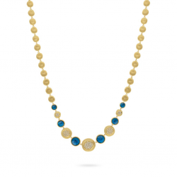 MARCO BICEGO Jaipur - 18kt gouden halsketting met diamant en Londen blue topaas - 18825