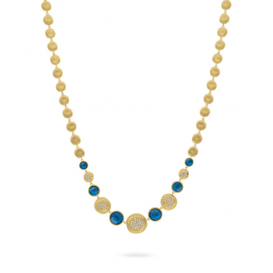 MARCO BICEGO Jaipur - 18kt gouden halsketting met diamant en Londen blue topaas - 18825