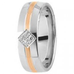 Tessina 18kt bicolore gouden trouwring met diamant 0.06ct - 20121