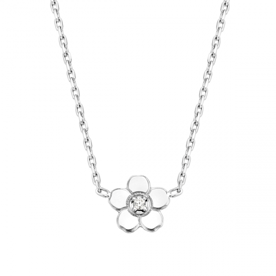 NAIOMY PRINCESS ZILVEREN HALSKETTING MET HANGER - bloemetje - 21715
