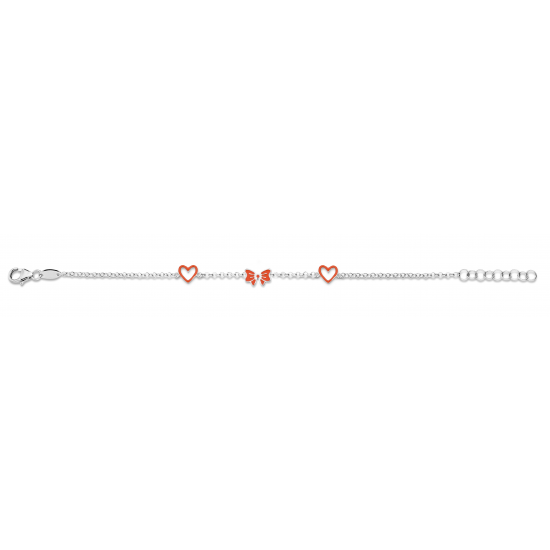 NAIOMY PRINCESS zilveren armband  - hartjes + strikje - 21716