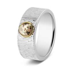 SEE YOU zilveren + 14kt gouden ring met zirconium - 22086