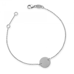 18KT WIT GOUDEN ARMBAND MET ROND GRAVEERPLAAT - 22345