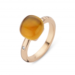 BIGLI Mini Sweety - 18kt rose gouden ring met madeira citrien 6ct, parelmoer en diamant 0.02ct - 22363