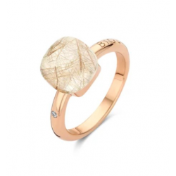 BIGLI Mini Sweety - 18kt rose gouden ring met ruptielkwarts 6ct, parelmoer en diamant 0.02ct - 22364