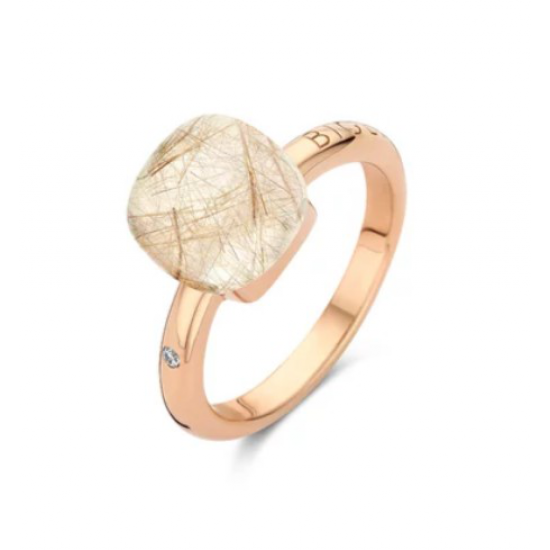 BIGLI Mini Sweety - 18kt rose gouden ring met ruptielkwarts 6ct, parelmoer en diamant 0.02ct - 22364