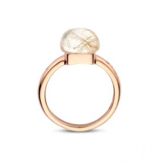 BIGLI Mini Sweety - 18kt rose gouden ring met ruptielkwarts 6ct, parelmoer en diamant 0.02ct - 22364