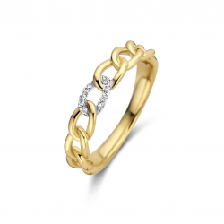 18kt Bicolor gouden ring met briljant 0.03ct - 22421