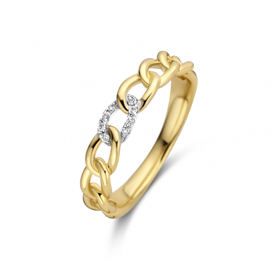 18kt Bicolor gouden ring met briljant 0.03ct - 22421