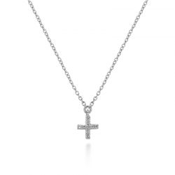 18kt witgouden halsketting met diamanten kruisje 0.06ct - 22540
