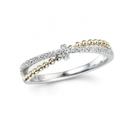 18kt Bicolor gouden ring met briljant 0.06ct - 22550