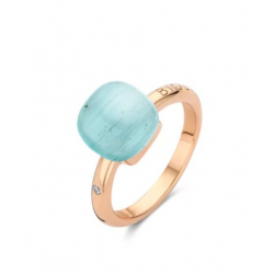 BIGLI Mini Sweety - 18kt rose gouden ring met tourkooise aquamarijn 4ct en diamant 0.01ct - 23312