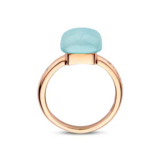 BIGLI Mini Sweety - 18kt rose gouden ring met tourkooise aquamarijn 4ct en diamant 0.01ct - 23312