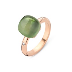 BIGLI Mini Sweety - 18kt rose gouden ring met limoenkwarts, groene aventurijn, parelmoer 6ct en diamant 0.02ct - 23320