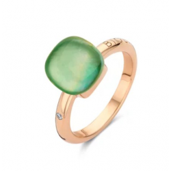 BIGLI Mini Sweety - 18kt rose gouden ring met limoenkwarts, groene aventurijn, parelmoer 6ct en diamant 0.02ct - 23320